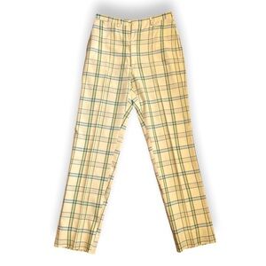 Vintage men’s career pants plaid yellow pants 1970s 1970s disco golf 30x32